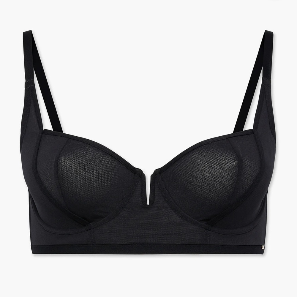 SAVAGE X FENTY See Thru U Unlined Balconette Bra - Black Caviar - Size 40D - Picture 2 of 8